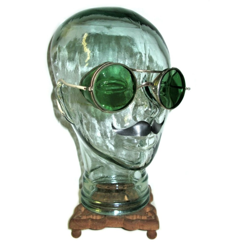 Antique American Optical Green Sunglasses Goggles Vtg Old Cool AO Safety Glasses